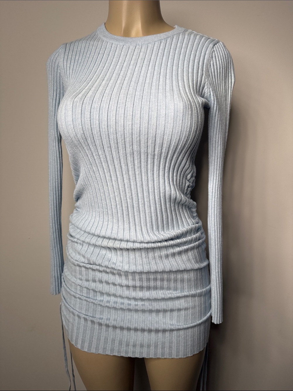Princess Polly Ribbed Mini Dress - Light Blue
